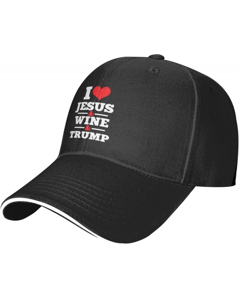 Love Jesus Wine Trump Religious Christian Faith Baseball Cap Women Men's Dad Hat Washable Adjustable Sandwich Cap Black $19.0...