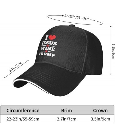 Love Jesus Wine Trump Religious Christian Faith Baseball Cap Women Men's Dad Hat Washable Adjustable Sandwich Cap Black $19.0...