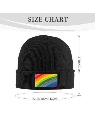 Rainbow Color Stripe Print Slouchy Beanie for Men Women Hip-Hop Soft Lightweight Running Beanie Adult Hats Black $12.53 Skull...