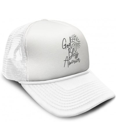 Trucker Hat God Bless American Us History State Festival America Polyester White Design Only $11.00 Baseball Caps