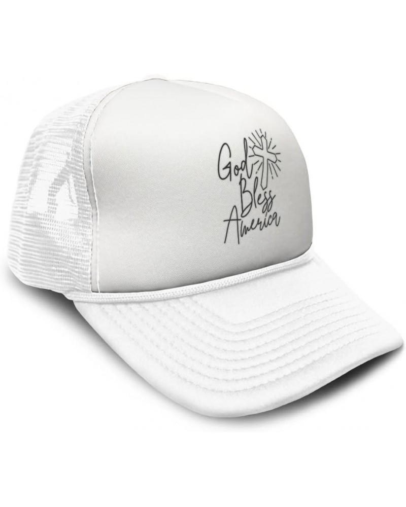 Trucker Hat God Bless American Us History State Festival America Polyester White Design Only $11.00 Baseball Caps