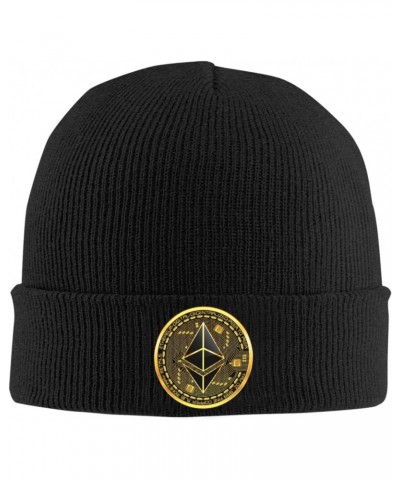 Flag of Ethereum Cozy Winter Essential: Hand-Knitted Hat Ultimate Warmth Black $13.92 Berets