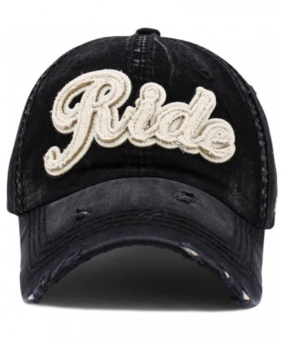 Ride Caps Collection Distressed Baseball Cap Dad Hat Adjustable Unisex Black Ride Distressed Ballcap $11.99 Baseball Caps