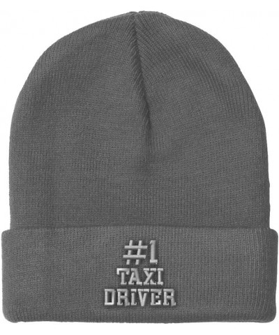 Beanies for Men Number 1 Taxi Driver Embroidery Others Taxi Winter Hats for Women Acrylic Skull Cap 1 Size Light Grey Design ...