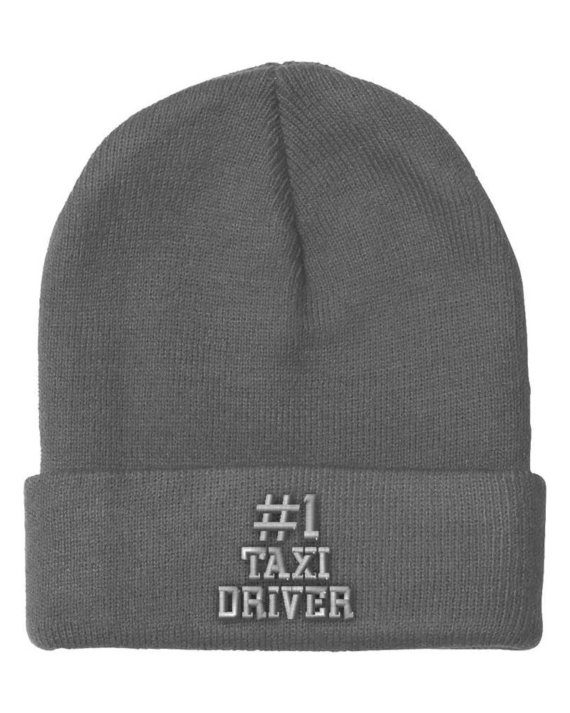 Beanies for Men Number 1 Taxi Driver Embroidery Others Taxi Winter Hats for Women Acrylic Skull Cap 1 Size Light Grey Design ...