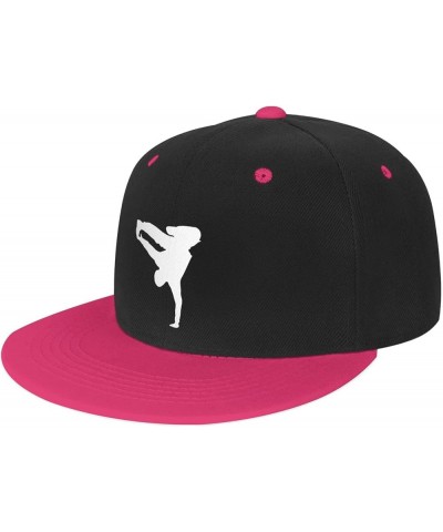 Break Dance Peaked Hat Fashion Adjustable Flat Brim Hip Hop Hat Unisex Pink $15.49 Sun Hats