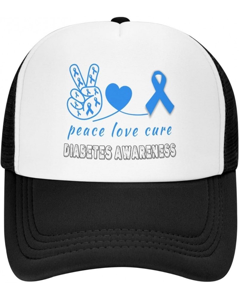 Peace Love Cure Diabetes Awareness Mesh Baseball Cap Black $12.38 Baseball Caps