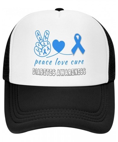 Peace Love Cure Diabetes Awareness Mesh Baseball Cap Black $12.38 Baseball Caps