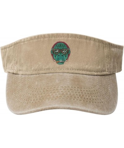 Monkey Wearing Sunglasses Sun Visor Hats for Women Men Sun Hat Cotton Golf Hat Vintage Baseball Cap Natural $10.84 Sun Hats