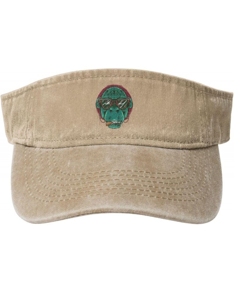 Monkey Wearing Sunglasses Sun Visor Hats for Women Men Sun Hat Cotton Golf Hat Vintage Baseball Cap Natural $10.84 Sun Hats