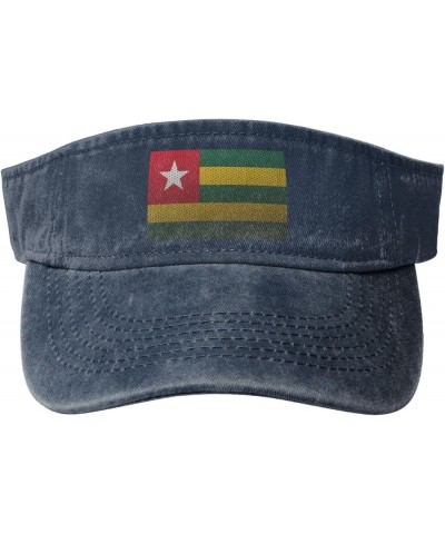 Flag of Togo Sun Visor Hats for Women Men Sun Hat Vintage Golf Hat Adjustable Baseball Cap Navy Blue $10.15 Visors