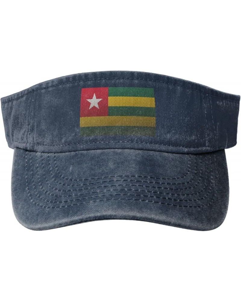 Flag of Togo Sun Visor Hats for Women Men Sun Hat Vintage Golf Hat Adjustable Baseball Cap Navy Blue $10.15 Visors