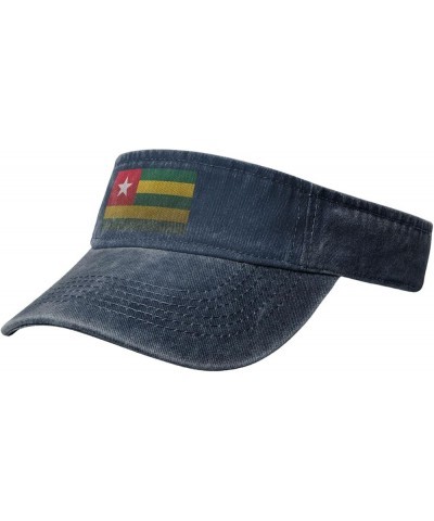 Flag of Togo Sun Visor Hats for Women Men Sun Hat Vintage Golf Hat Adjustable Baseball Cap Navy Blue $10.15 Visors