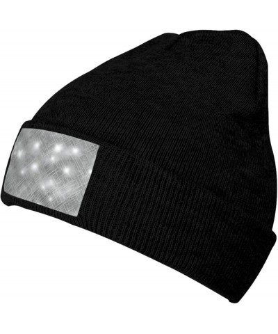 Black Warm Knit Hat Shiny Silver Glitter Prints Soft Good Elasticity Suitable for Outdoor Sports Black $13.22 Skullies & Beanies