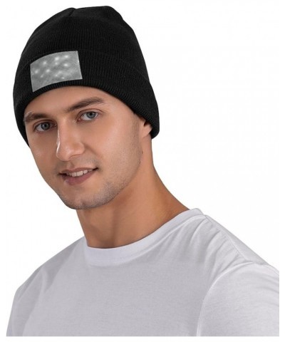 Black Warm Knit Hat Shiny Silver Glitter Prints Soft Good Elasticity Suitable for Outdoor Sports Black $13.22 Skullies & Beanies