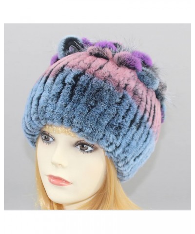 Faux Fur Hat for Women, Fluffy Winter Warm Beanie Hat Furry Elegant Russian Cossack Hat for Winter Ski Snowboard Blue+pink $1...