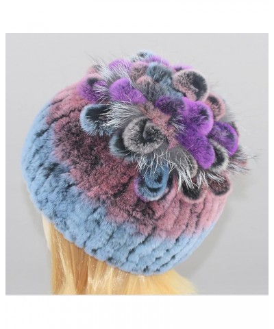 Faux Fur Hat for Women, Fluffy Winter Warm Beanie Hat Furry Elegant Russian Cossack Hat for Winter Ski Snowboard Blue+pink $1...