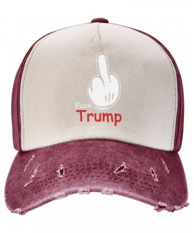 Fuck Trump Middle Finger 2024 Upgrade Your Style with Funny Adjustable Cotton Baseball Caps for Men and Women Dark Red $18.12...