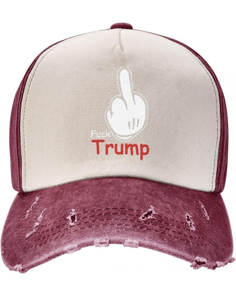 Fuck Trump Middle Finger 2024 Upgrade Your Style with Funny Adjustable Cotton Baseball Caps for Men and Women Dark Red $18.12...