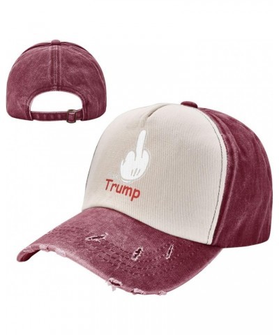 Fuck Trump Middle Finger 2024 Upgrade Your Style with Funny Adjustable Cotton Baseball Caps for Men and Women Dark Red $18.12...