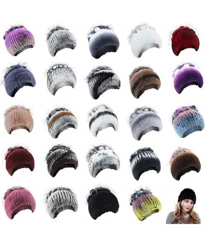 Faux Fur Hat for Women, Fluffy Winter Warm Beanie Hat Furry Elegant Russian Cossack Hat for Winter Ski Snowboard Blue+pink $1...