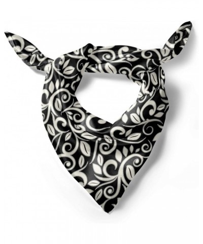 Vines Head Scarf, Monotone Grape Leaves Art, Hair Wrap Charcoal Grey Off White $15.19 Scarves