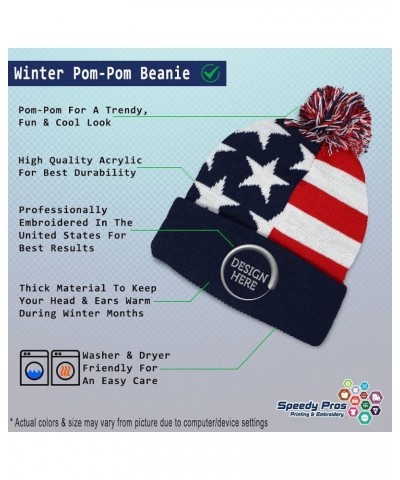 Pom Pom Beanies for Women Firetruck Embroidery Skull Cap Children Winter Hats for Men Acrylic 1 Size American Flag Personaliz...