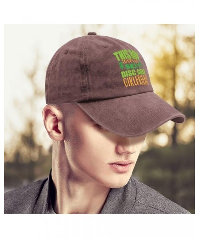 This Boy Loves His Sexy Disc Golf Girlfriend Vector Golf Boy Disc Hats Trucker Hat Women Pigment Black Mens Hats Wine Red $9....