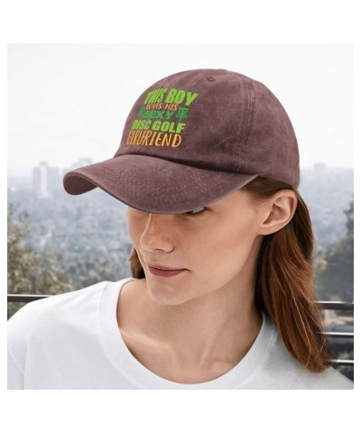 This Boy Loves His Sexy Disc Golf Girlfriend Vector Golf Boy Disc Hats Trucker Hat Women Pigment Black Mens Hats Wine Red $9....