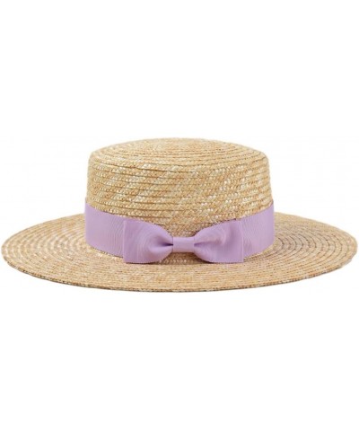 Vacation Beach Hats for Women Bow Straw Hat Summer UV Protection Sun Hats Ladies Party Hats Purple $23.28 Sun Hats