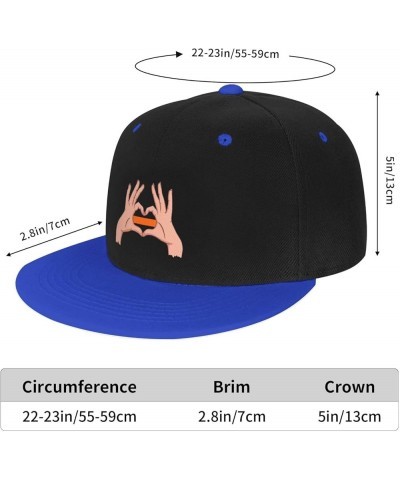 Holding A Heart Thin Orange Line Flag Baseball Cap for Men Women Snapback Hat Adjustable Flat Bill Hats Blue $10.63 Baseball ...