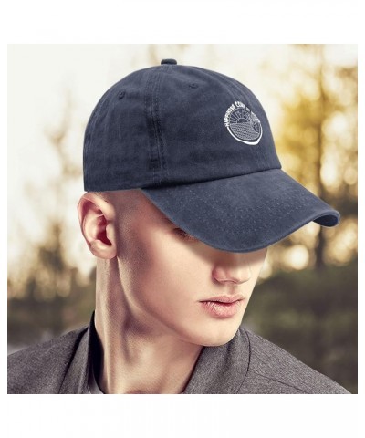 Happiness Come in Waves Caps Music Hat Pigment Black Black Hat Women Gifts for Men Outdoor Hats Navy Blue $11.79 Sun Hats