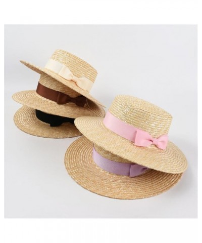 Vacation Beach Hats for Women Bow Straw Hat Summer UV Protection Sun Hats Ladies Party Hats Purple $23.28 Sun Hats