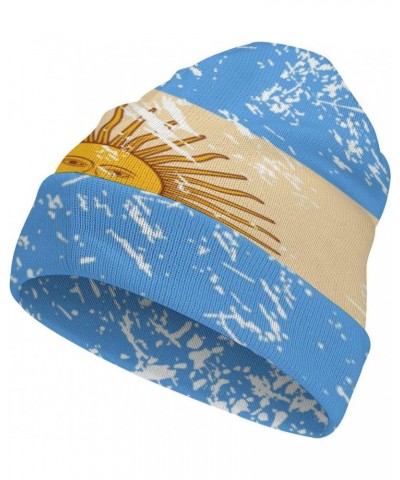 Retro Argentina Flag Beanie Hat Warm Cuffed Skull Cap Soft Sleep Hats for Men and Women $9.68 Skullies & Beanies