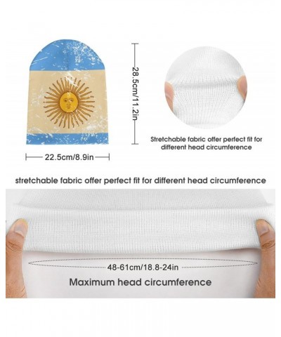 Retro Argentina Flag Beanie Hat Warm Cuffed Skull Cap Soft Sleep Hats for Men and Women $9.68 Skullies & Beanies