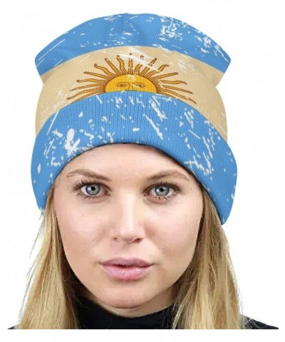 Retro Argentina Flag Beanie Hat Warm Cuffed Skull Cap Soft Sleep Hats for Men and Women $9.68 Skullies & Beanies