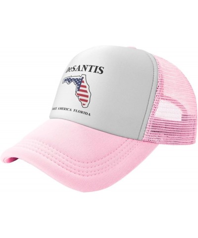 Make America Florida - Desantis 2024 Mesh Trucker Hat Men Baseball Cap Ponytail Hat Women Dad Hat Sun Hat Black Pink $10.26 B...