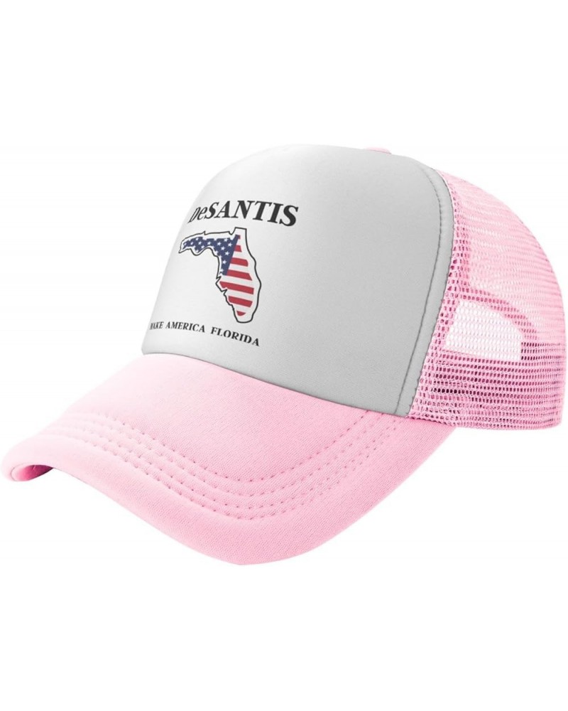 Make America Florida - Desantis 2024 Mesh Trucker Hat Men Baseball Cap Ponytail Hat Women Dad Hat Sun Hat Black Pink $10.26 B...