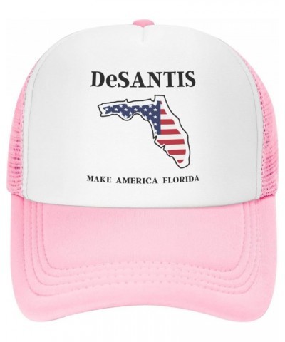 Make America Florida - Desantis 2024 Mesh Trucker Hat Men Baseball Cap Ponytail Hat Women Dad Hat Sun Hat Black Pink $10.26 B...