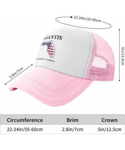 Make America Florida - Desantis 2024 Mesh Trucker Hat Men Baseball Cap Ponytail Hat Women Dad Hat Sun Hat Black Pink $10.26 B...