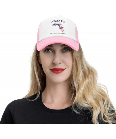 Make America Florida - Desantis 2024 Mesh Trucker Hat Men Baseball Cap Ponytail Hat Women Dad Hat Sun Hat Black Pink $10.26 B...