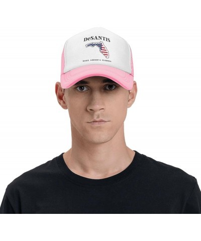 Make America Florida - Desantis 2024 Mesh Trucker Hat Men Baseball Cap Ponytail Hat Women Dad Hat Sun Hat Black Pink $10.26 B...