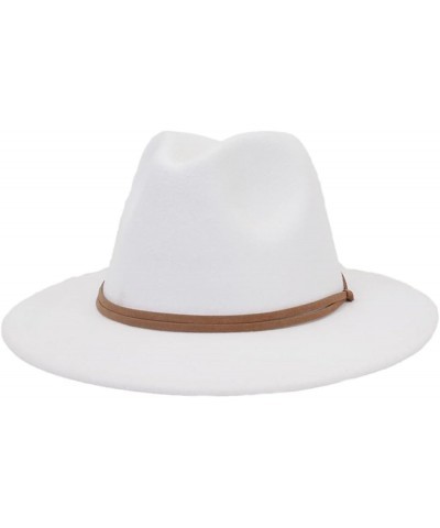 Fedora Hats Women Men Wide Brim Church Top Hat Artificial Woolf Elted Jazz Cap Panama Hat White $15.83 Fedoras