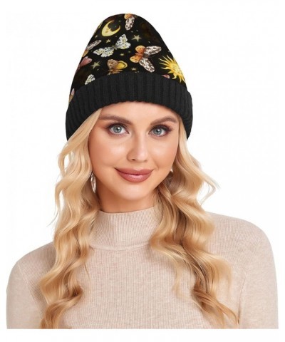 Beanie Hat Skull and Flower Beanie Hat for Men Women Rib Knit Beanie Beanie Cap Skull 86 $15.72 Skullies & Beanies