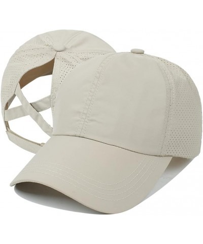 Cross Hat Womens Baseball Cap -Cross Ponytail Hat Baseball Cap Beige $9.82 Baseball Caps