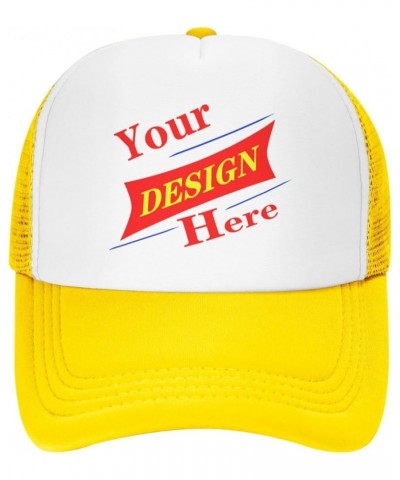 Custom Caps Your Custom Here,Custom Picture Hats,Custom Hat Design Your Own Classic Mens Womens Personalized Baseball Cap Yel...