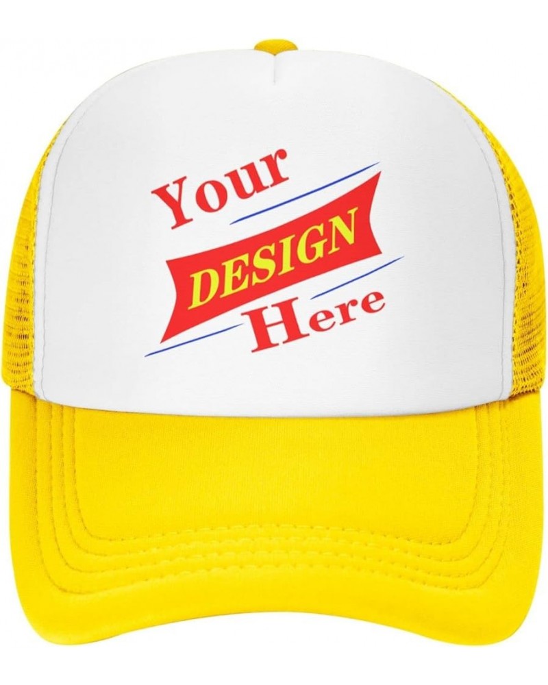 Custom Caps Your Custom Here,Custom Picture Hats,Custom Hat Design Your Own Classic Mens Womens Personalized Baseball Cap Yel...