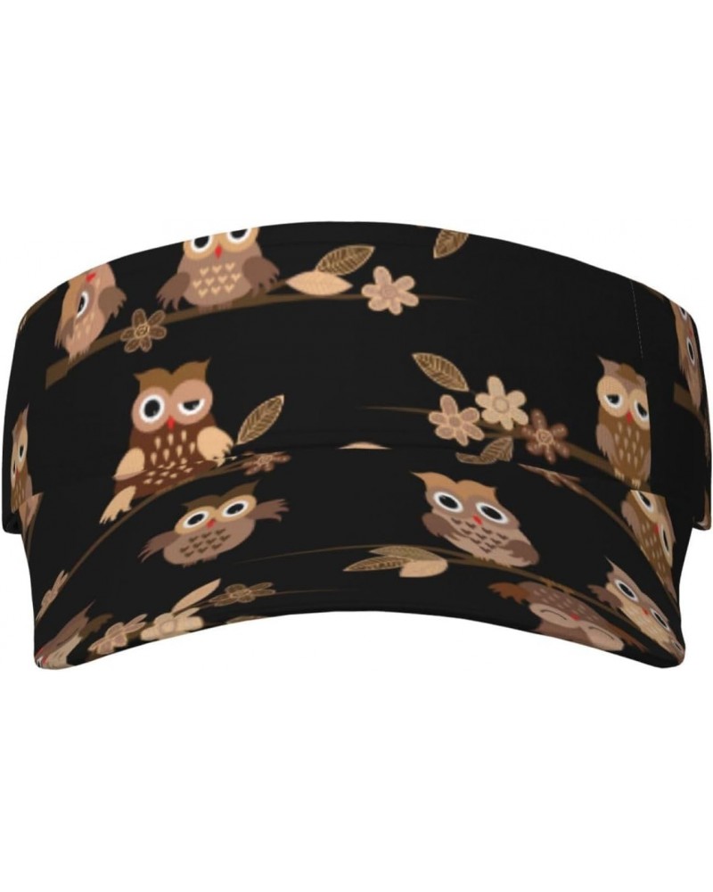 Unisex Visor Hat for Men and Women Cute Brown Cartoon Owls in The Night Summer Sun Golf Caps Driving Hats $11.91 Visors