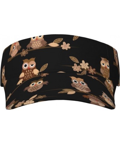 Unisex Visor Hat for Men and Women Cute Brown Cartoon Owls in The Night Summer Sun Golf Caps Driving Hats $11.91 Visors