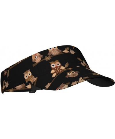 Unisex Visor Hat for Men and Women Cute Brown Cartoon Owls in The Night Summer Sun Golf Caps Driving Hats $11.91 Visors